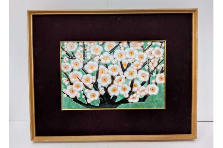 陶額　七宝焼　絵画　骨董　アンティーク　